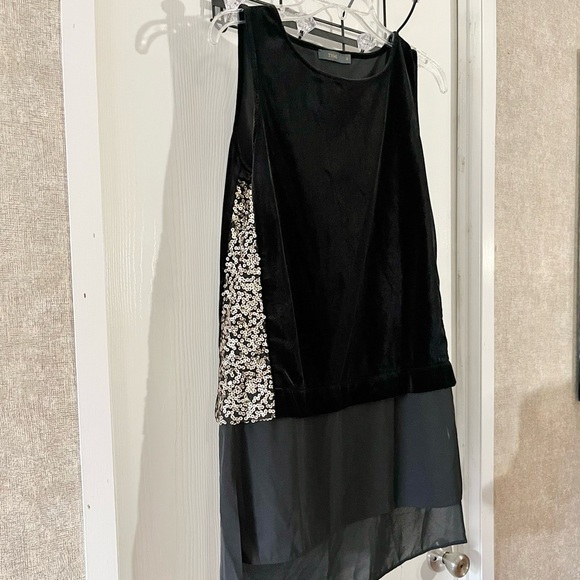 THML Black Velvet with Sequin Accent Mini Dress - Picture 8 of 8